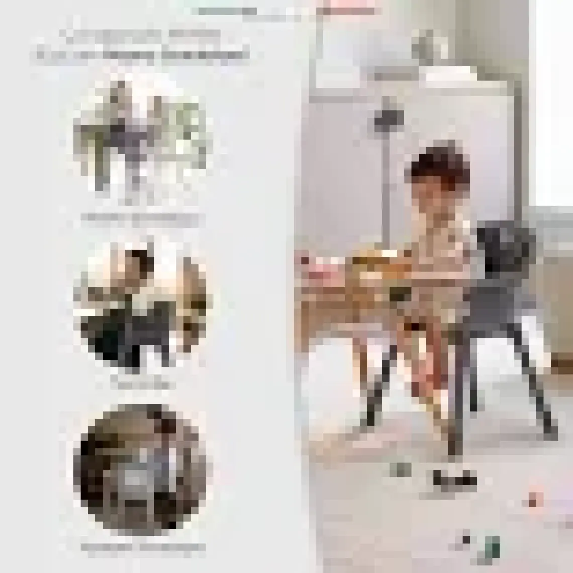 Elele Misto 4in1 Bebek Mama Sandalyesi ve Mama Oturağı Iç Pedli Gri
