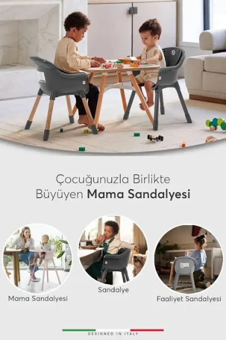 Elele Misto 4in1 Bebek Mama Sandalyesi ve Mama Oturağı Iç Pedli Antrasit