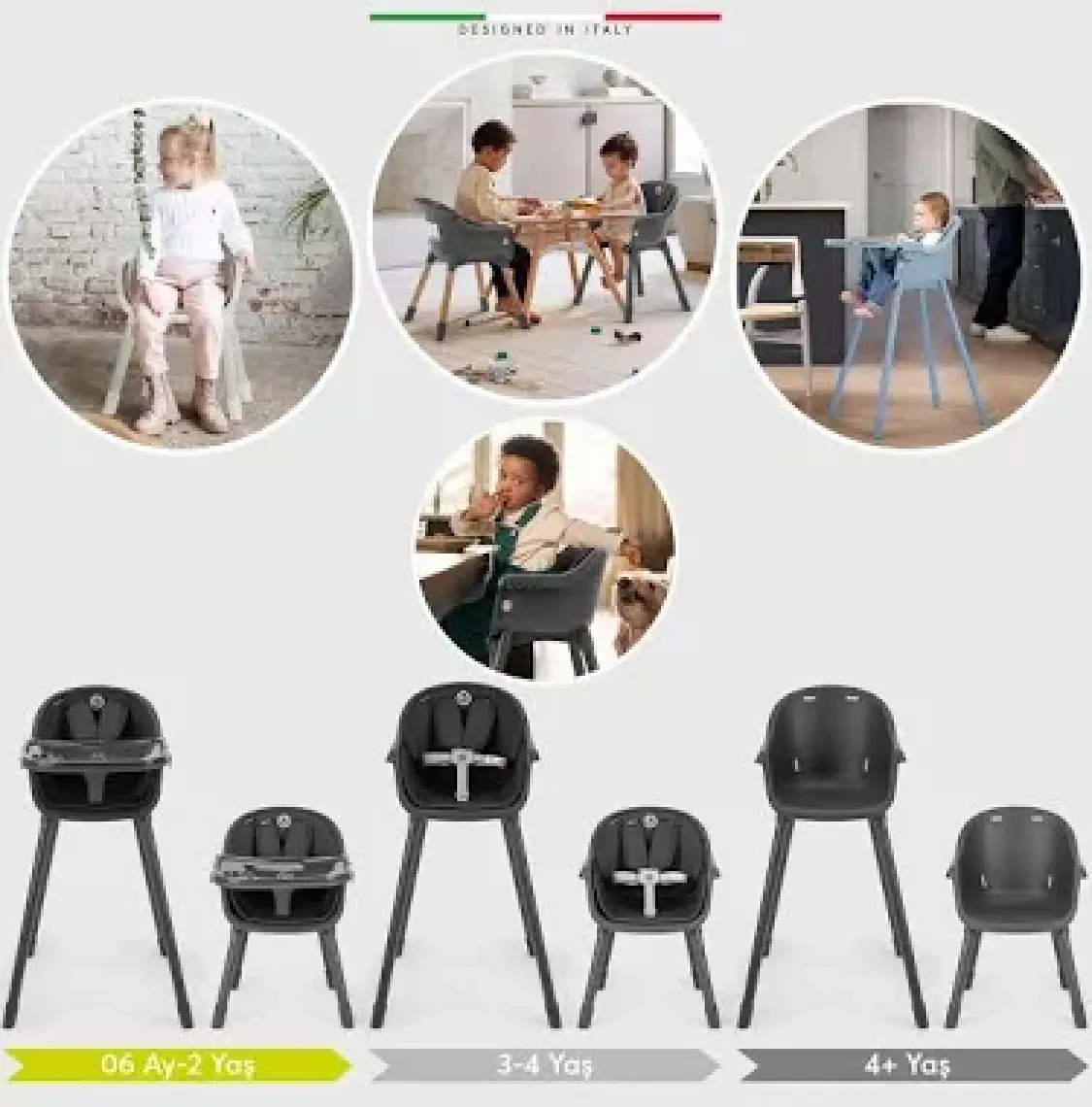 Elele Misto 4in1 Bebek Mama Sandalyesi ve Mama Oturağı Iç Pedli Antrasit