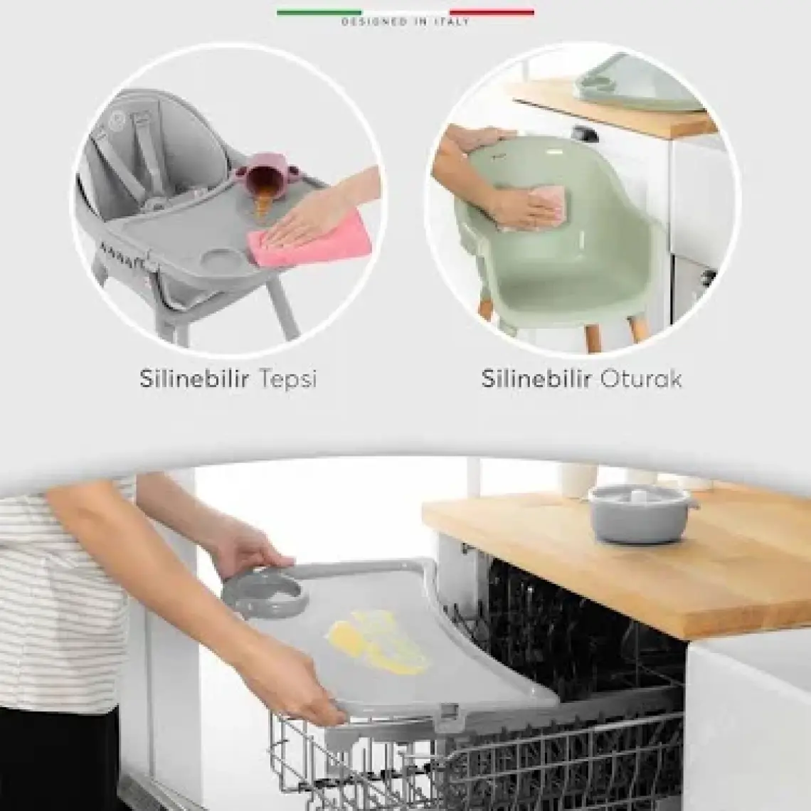 Elele Misto 4in1 Bebek Mama Sandalyesi ve Mama Oturağı Iç Pedli Antrasit