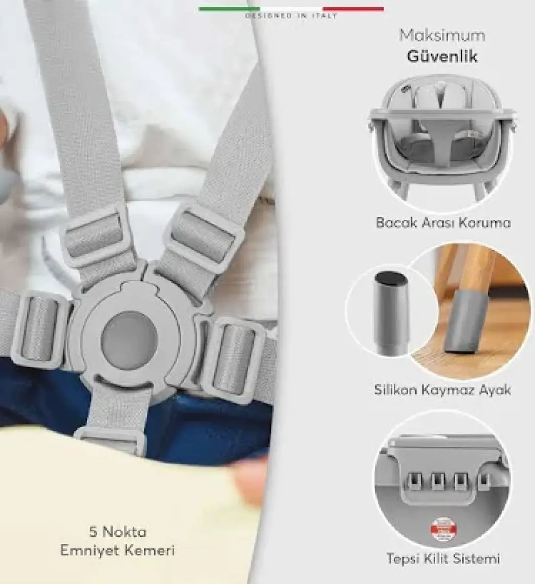 Elele Misto 4in1 Bebek Mama Sandalyesi ve Mama Oturağı Iç Pedli Antrasit
