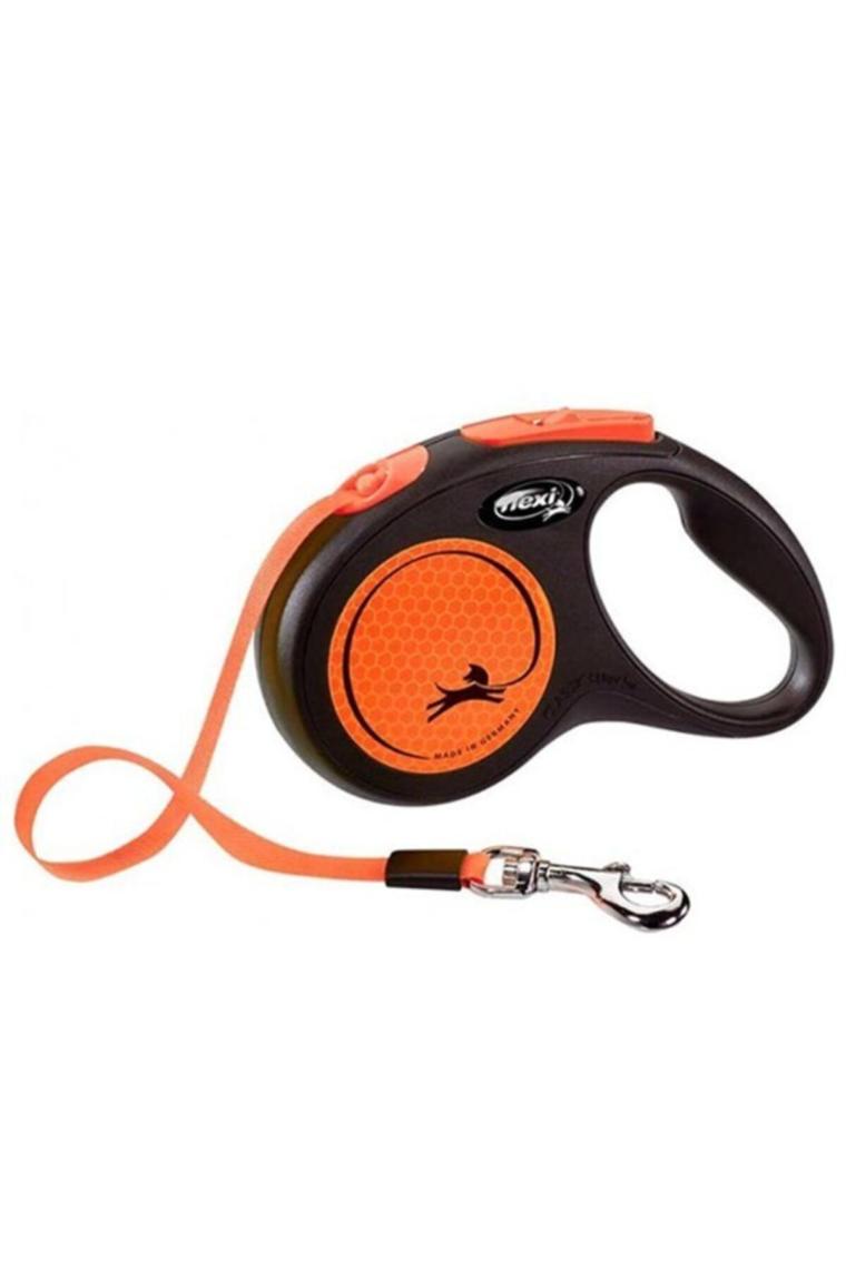 Flexi New Neon 5 m Small Şerit Turuncu Otomatik KöpekGezdirme Tasması