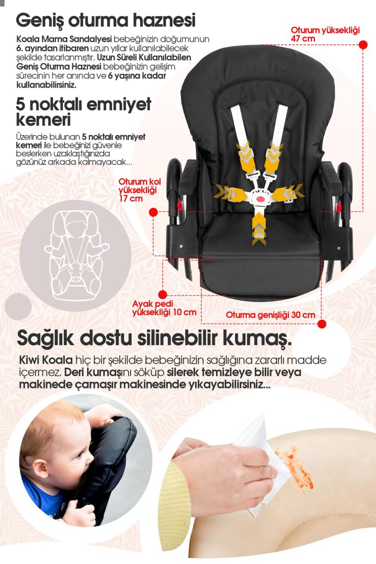 Kiwi Koala All In One Katlanır Tekerlekli Mama Sandalyesi