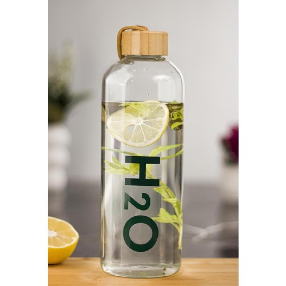 EW's Kitchenware H2O Borosilikat Cam Matara Vakum Kapaklı Su Şişesi Suluk Bambu Kapaklı 1000 ml
