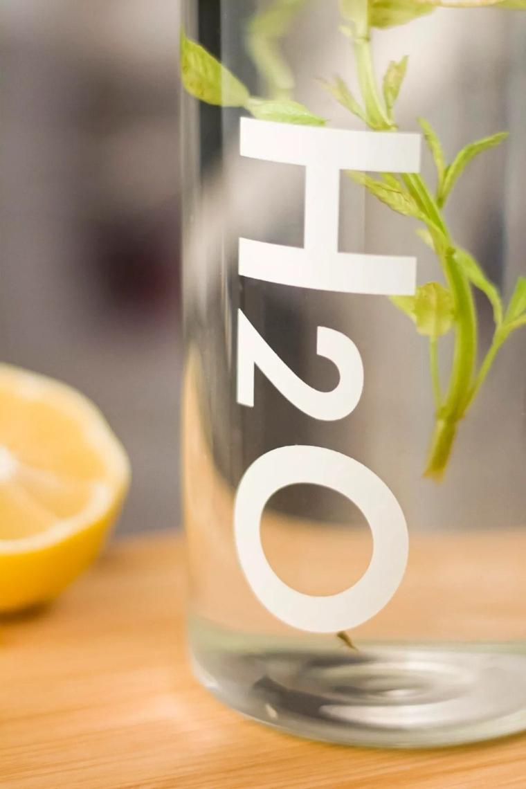 Molvea H2O Borosilikat Cam Matara Vakum Kapaklı 1 Litre Su Şişesi Suluk