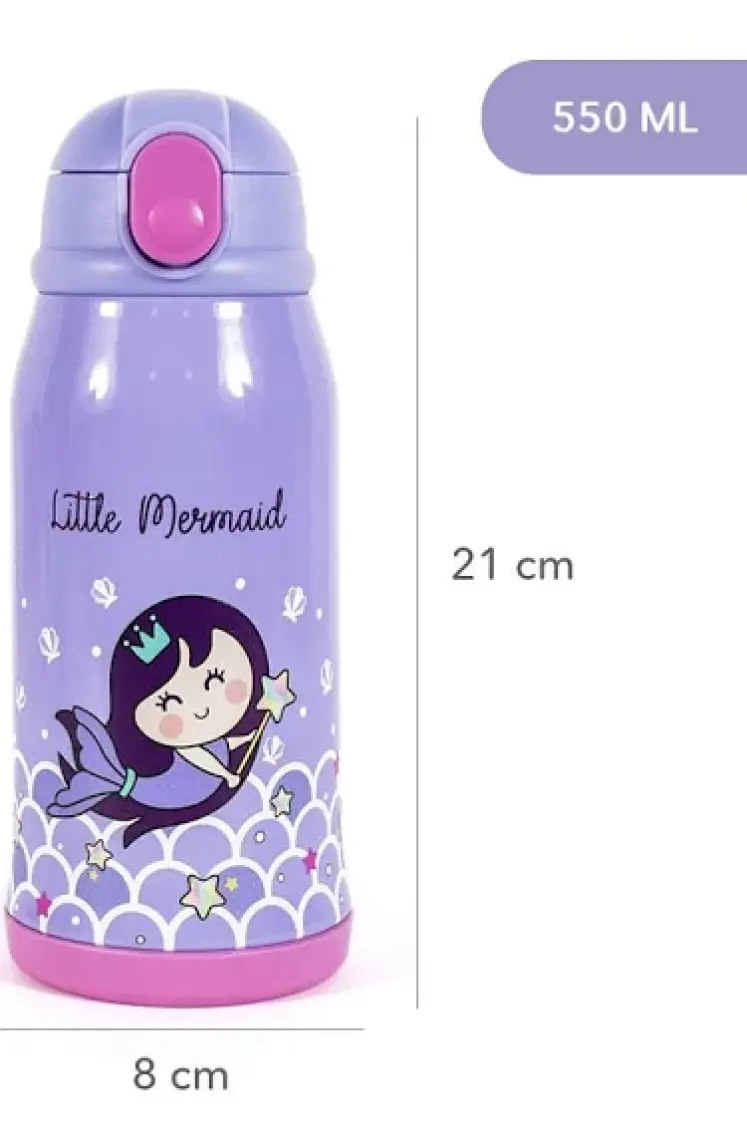 Milk&Moo Çelik Çocuk Matarası Çantalı Küçük Deniz Kızı 550 ml