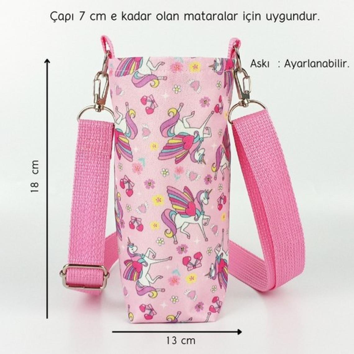 Woodycord 0,5 Litrelik Unicorn Desenli Matara Kılıfı Su Şişesi Taşıma Çantası