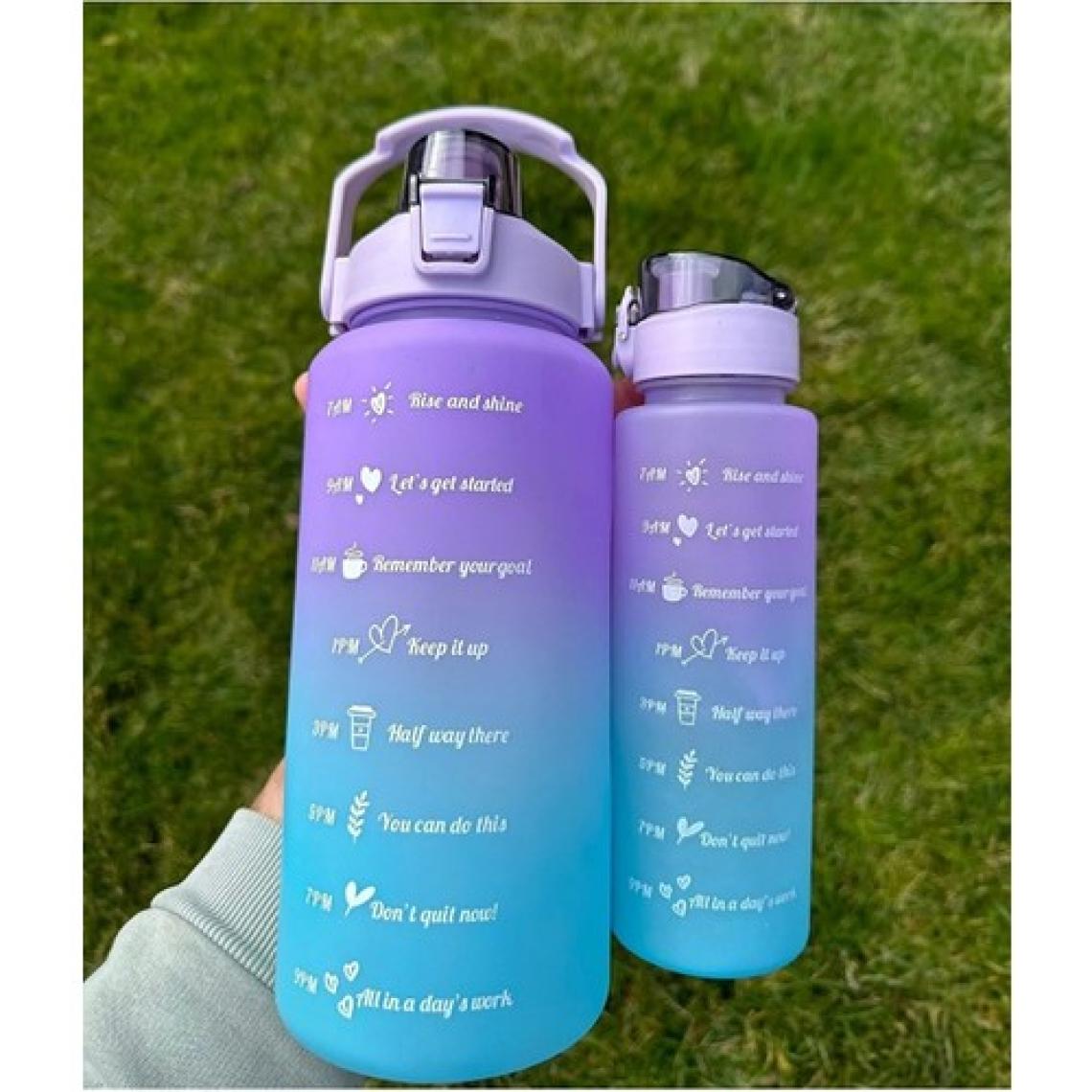 The Gaze The Bottle Motivasyonel 2li Pipetli Stickerli Su Matarası Su Şişesi Suluk 2LT+900ML Yavrulu Tritan Su Şişesi Suluk Motivasyonset-2