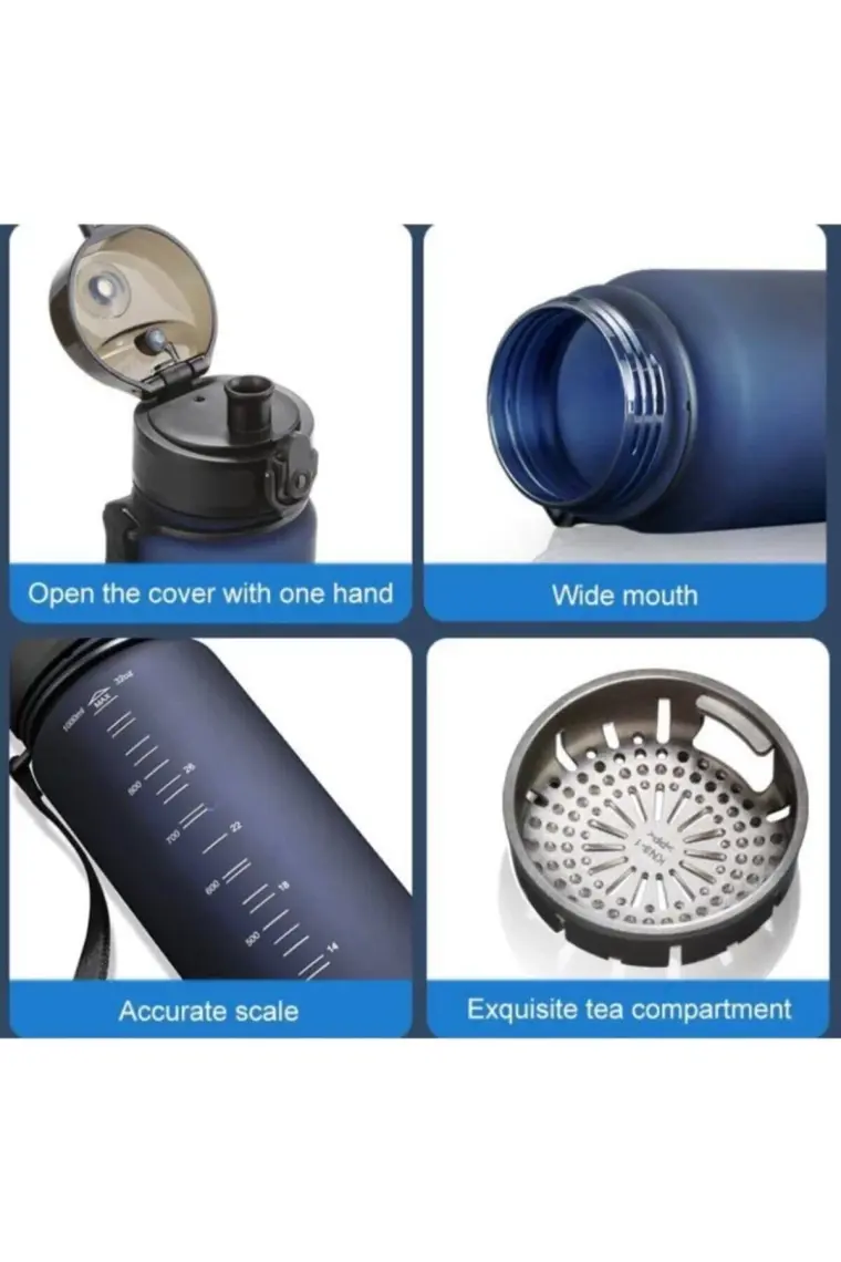 Uzspace Tritan Matara 1000 ml Lacivert 3038