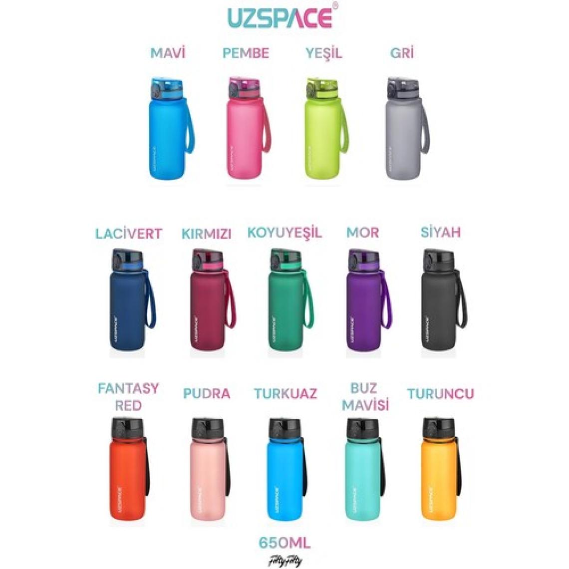 Uzspace 650 ml Tritan Su Matarası 14 Farklı Renk Softtouch