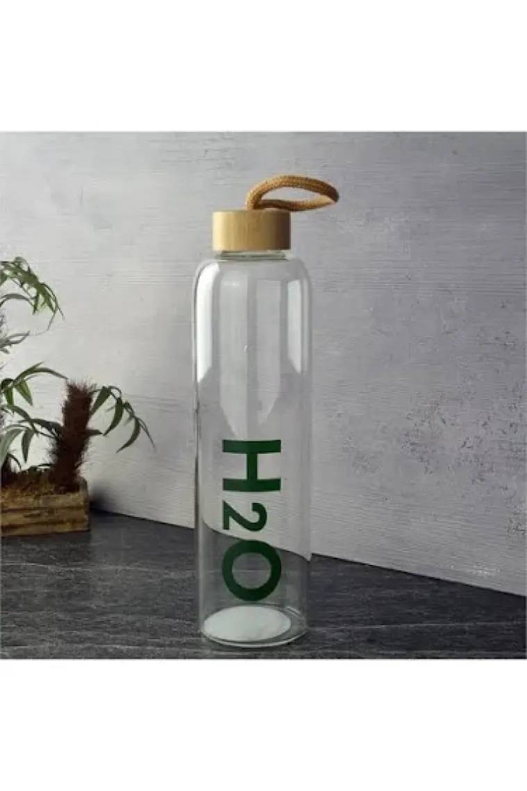 Tohana H2O Bambu Kapaklı Cam Matara 1000 ml