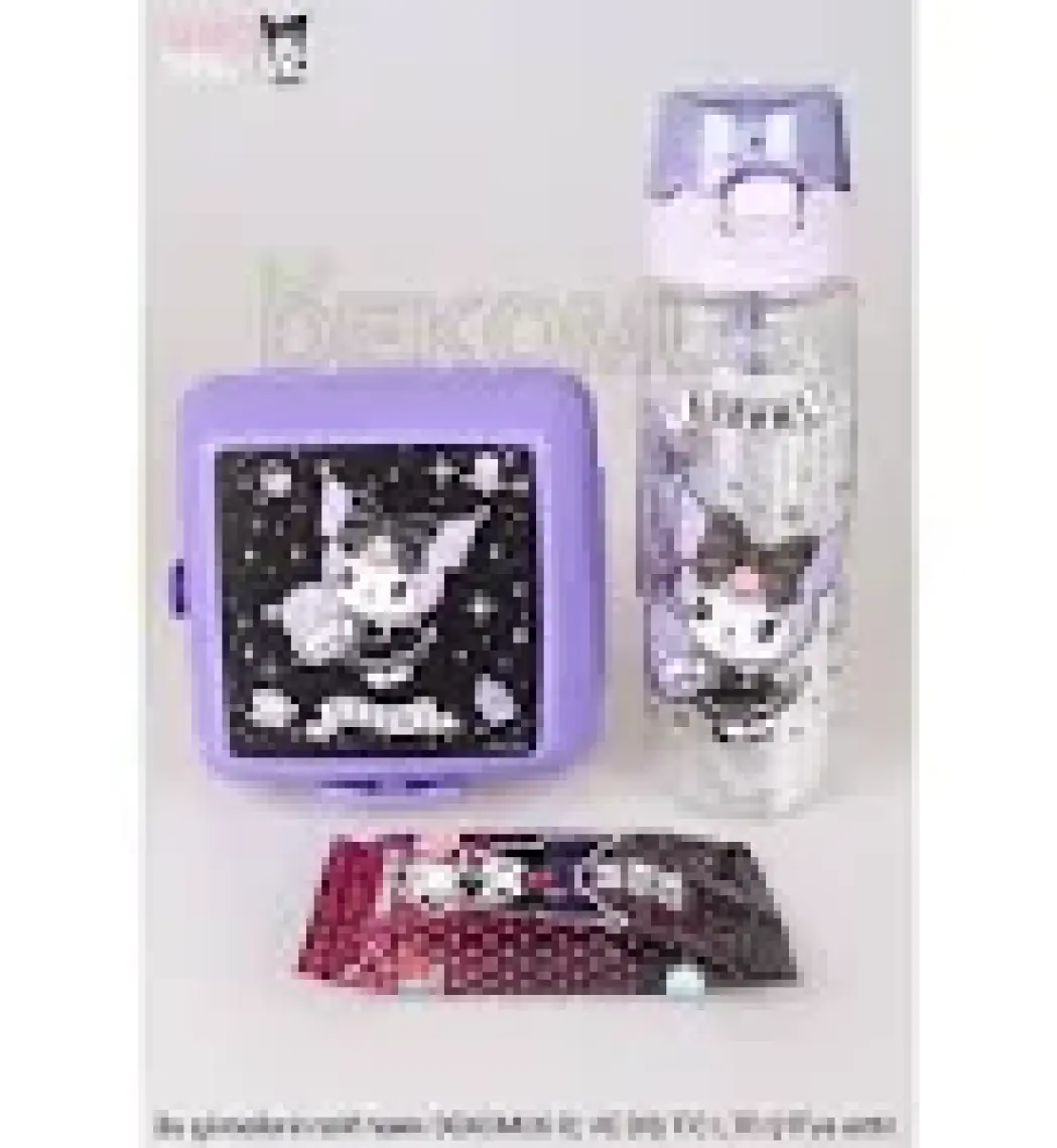Kuromi Yeni Sezon Lisanslı Kuromı Trıtan Matara 700 ml ve 2 Katlı Beslenme Kabı Yemek Seti