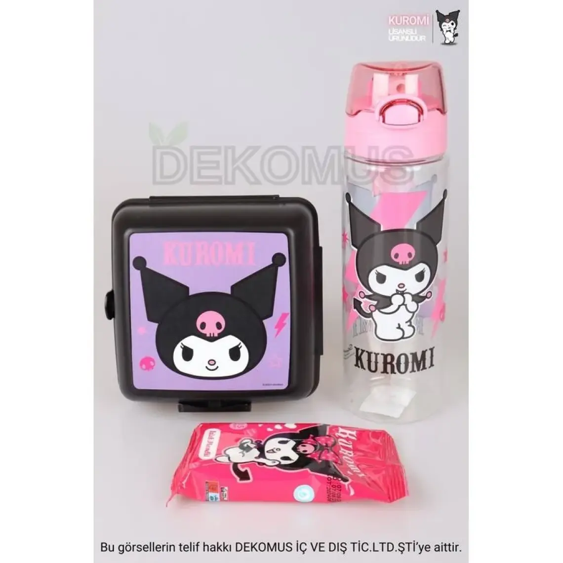 Kuromi Yeni Sezon Lisanslı Kuromı Trıtan Matara 700 ml ve 2 Katlı Beslenme Kabı Yemek Seti