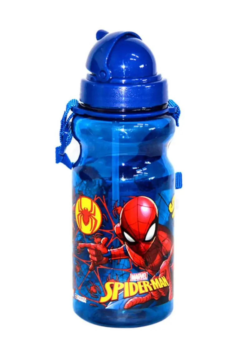 Marvel Spider-Man Şeffaf Matara Suluk Kapaklı Mavi