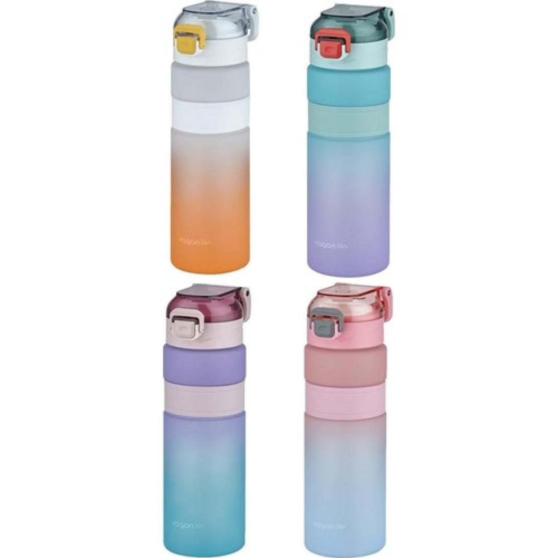 Vagonlife Çift Renk 800 ml Kaydırmaz Silikon Gövde Rahat Içim Pipetsiz Motivasyon Su Matarası