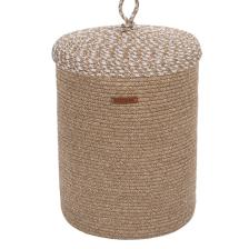 Cesta Kapaklı El Yapımı Pamuklu Natural Bej Hasır Dekoratif Sepet 36cmx45cm 9032