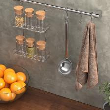 ASILABİLİR KANCALI İKİ KATLI BAHARATLIK RAFI KROM MG035
