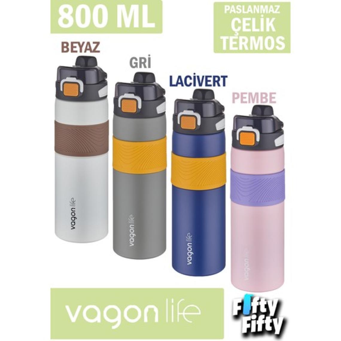Vagonlife Çelik Termos 800 ml Büyük Boy Tek Kapak Çift Kullanım Pipetli rahat Içim Kaydırmaz
