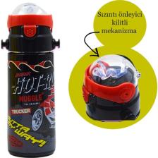 Muggle Pipetli Çelik Matara MT-2635 Araba Desenli Siyah 550 ml