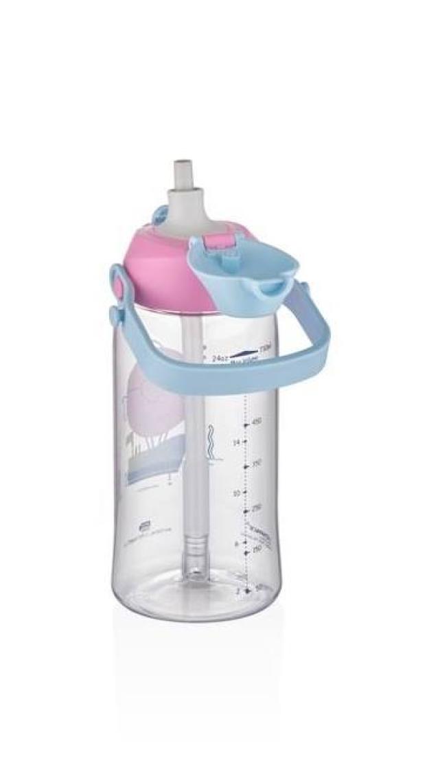 Uzspace Pipetli 500 ml Boyun Askılı Tritan Çocuk Su Matarası -Kutulu- FFUZ2201500