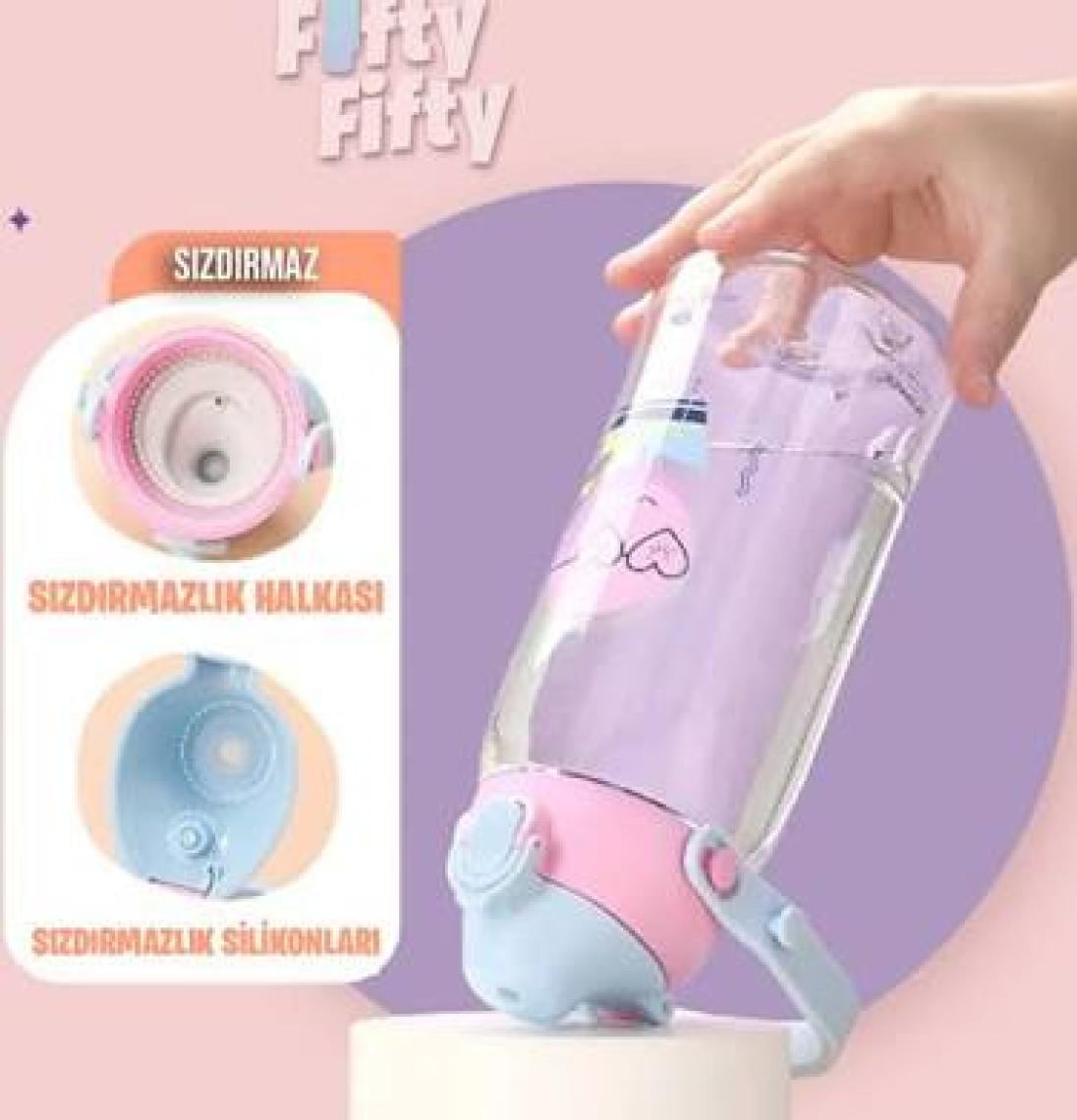 Uzspace Pipetli 500 ml Boyun Askılı Tritan Çocuk Su Matarası -Kutulu- FFUZ2201500