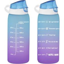 Herevin 161546-160 Su Şişesi - Motivasyon Su Matarası - Plastik Renkli Suluk Mavi 1lt
