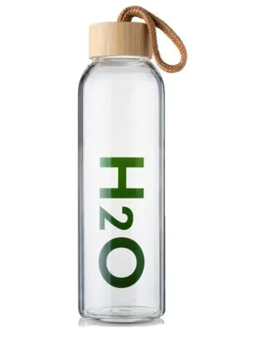 Tohana  H2O Bambu Kapaklı Cam Matara 800 ml