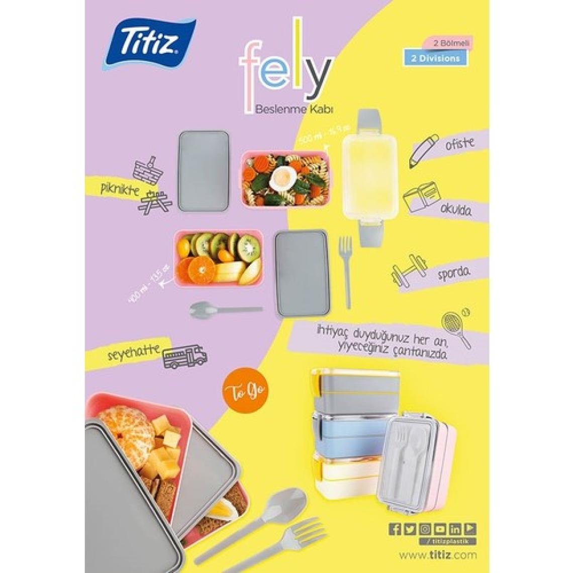 Titiz Plastik Titiz AP-9477 Fely Iki Bölmeli Beslenme Kabı Seti - Mavi