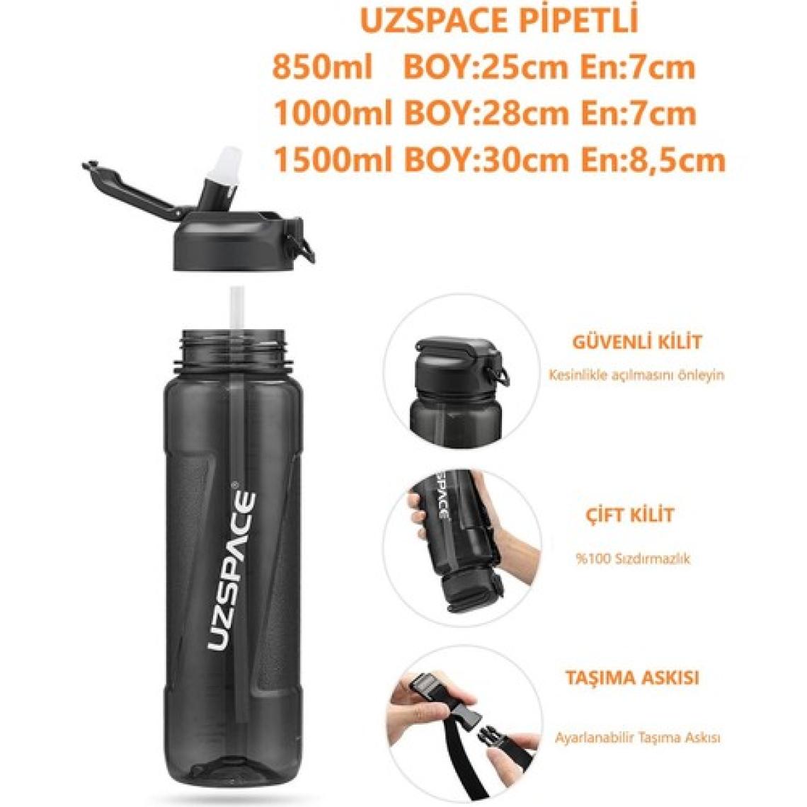 Uzspace Pipetli Mega Boy Tritan Su Matarası 1500 ml
