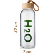 Tohana H2O Borosilikat Cam Matara Bambu Vakum Kapaklı Su Şişesi Suluk