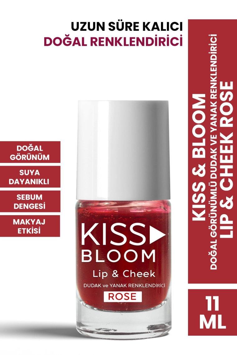 Kiss & Bloom Doğal Görünümlü Dudak ve Yanak Renklendirici Lip & Cheek Rose 11 ml