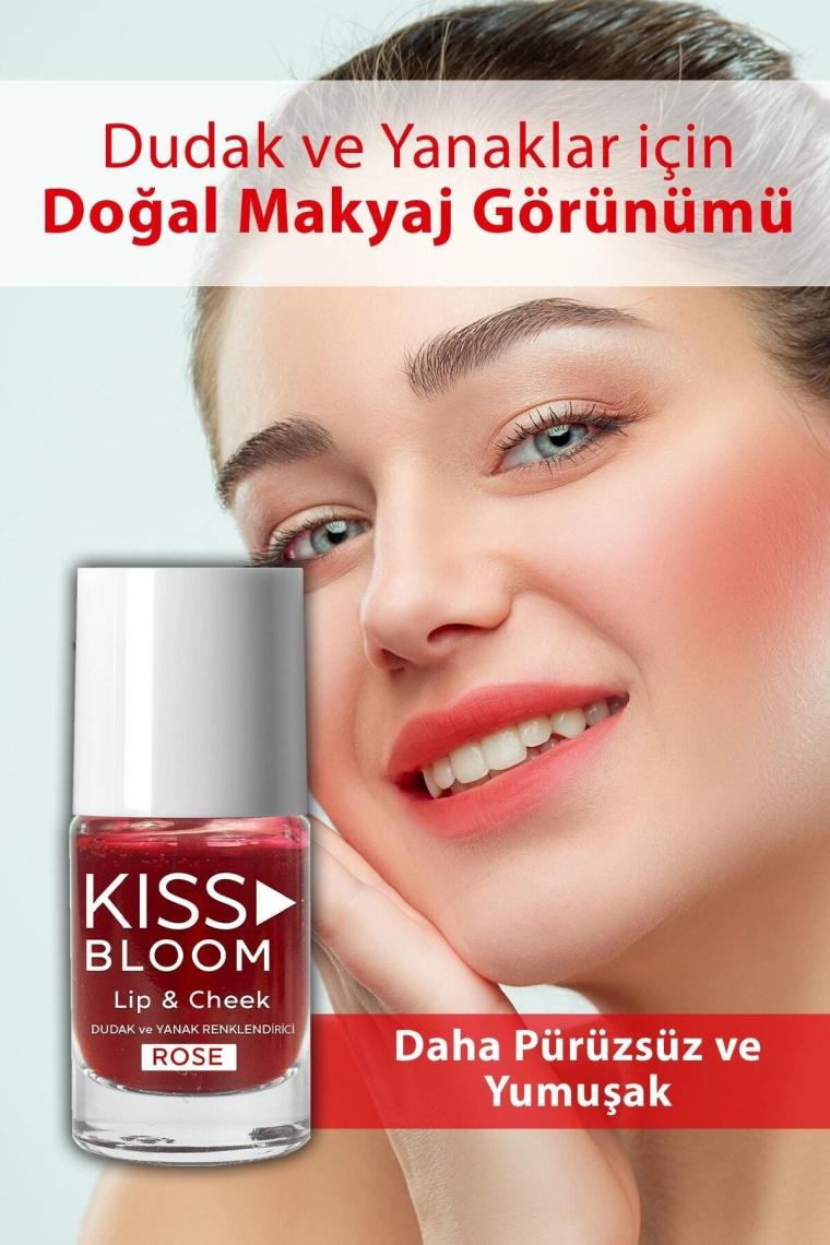 Kiss & Bloom Doğal Görünümlü Dudak ve Yanak Renklendirici Lip & Cheek Rose 11 ml