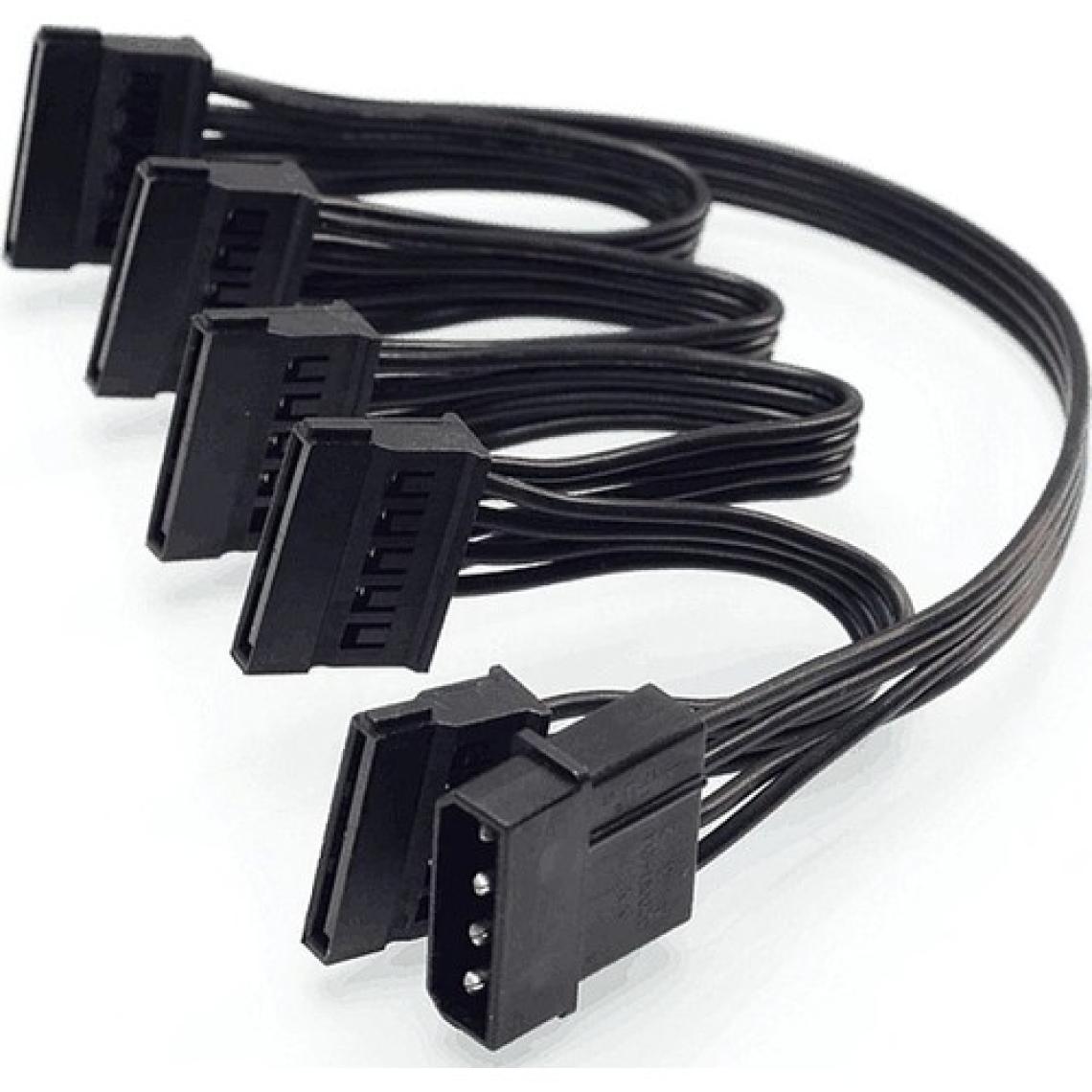 Alfais 4355 Molex IDE 4 Pin To 5 Port Sata Power HDD Güç Çoklayıcı Kablosu 60 cm