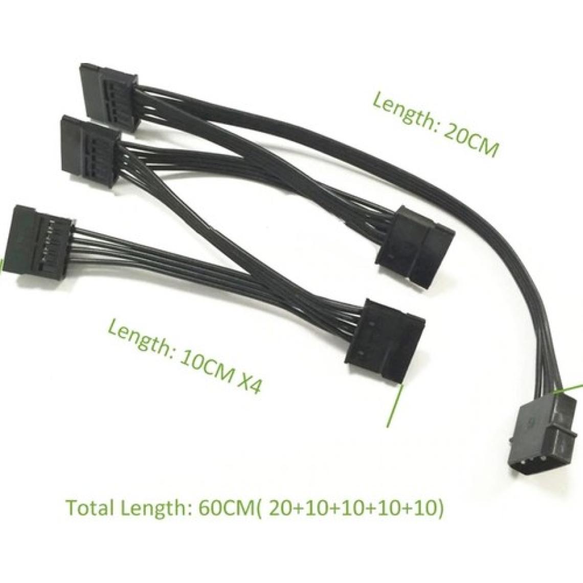 Alfais 4355 Molex IDE 4 Pin To 5 Port Sata Power HDD Güç Çoklayıcı Kablosu 60 cm