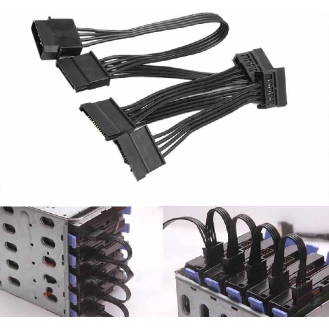 Alfais 4355 Molex IDE 4 Pin To 5 Port Sata Power HDD Güç Çoklayıcı Kablosu 60 cm