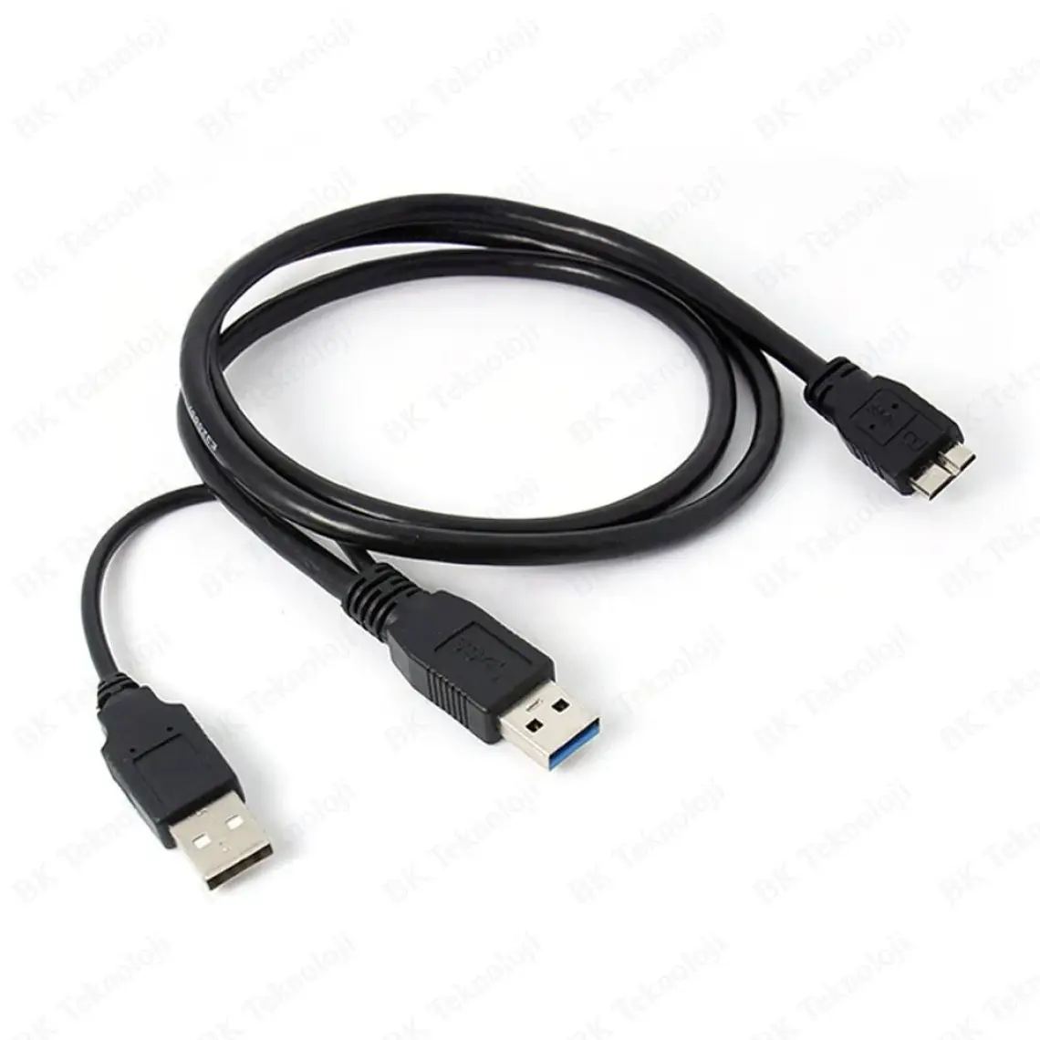 BK Teknoloji USB 3.0 Micro-B Harddisk Bağlantı Y Kablosu - 1.5 Metre