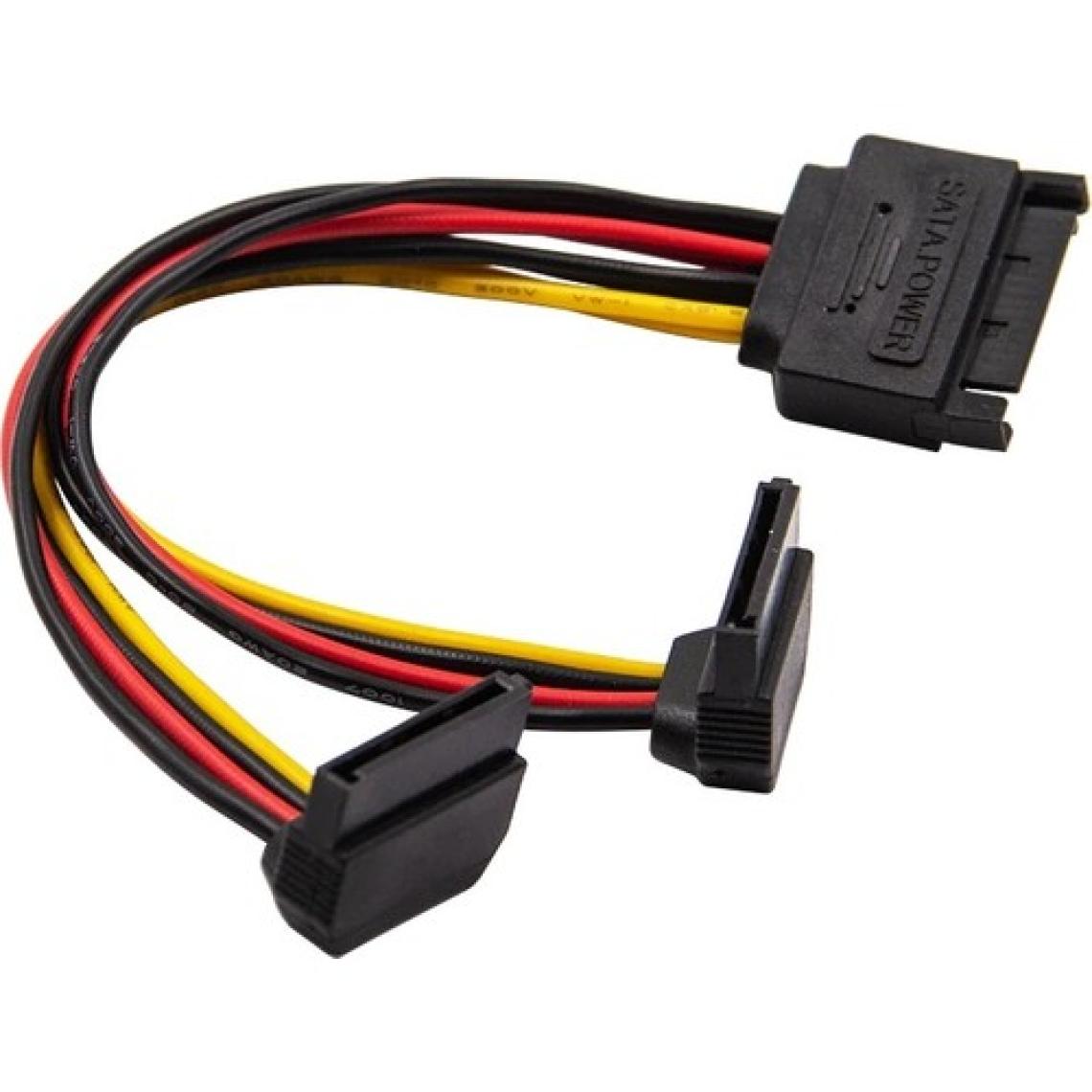 Alfais 4683 Sata 15 Pin Dişi Erkek 2 Port Çoklayıcı Kablo 90 Derece Dirsek Splitter HDD Kablosu