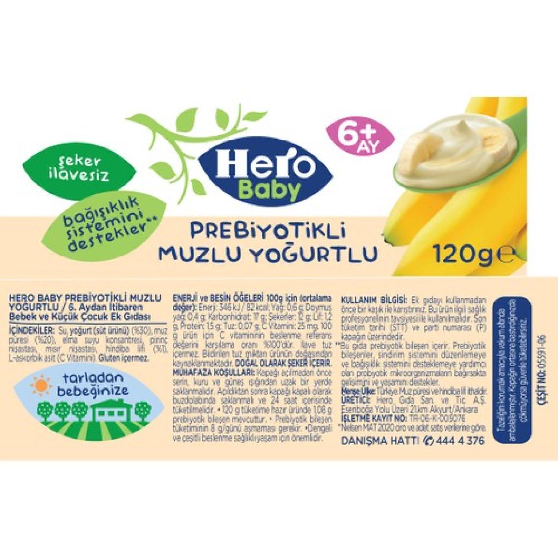 Hero Baby Prebiyotikli Muzlu Yoğurtlu Kavanoz Mama 120g