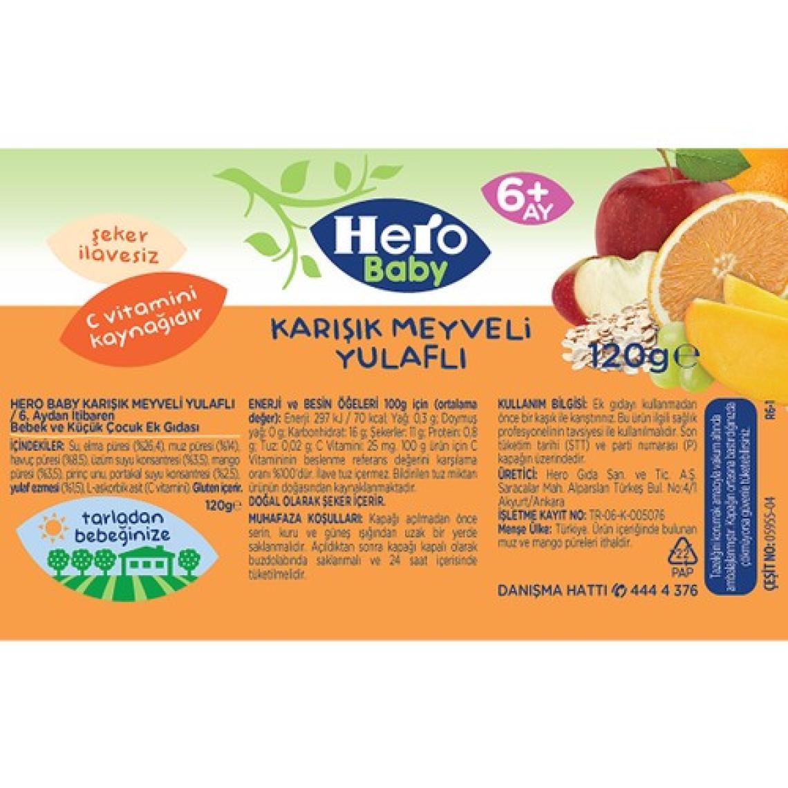 Hero Baby Karışık Meyveli Yulaflı Kavanoz Mama 120 gr