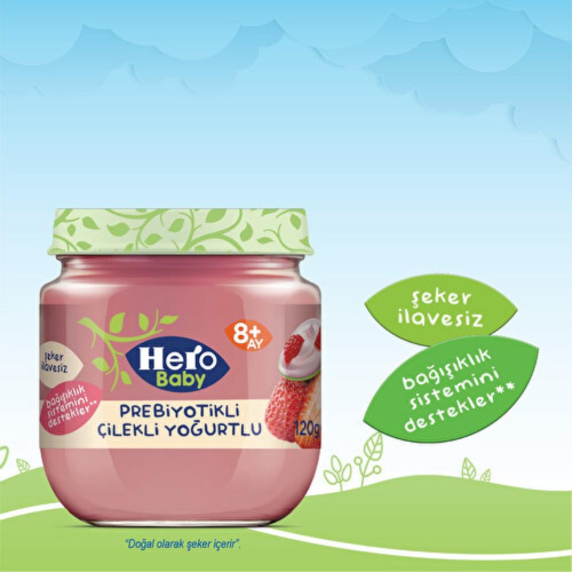 Hero Baby Prebiyotikli Çilekli Yoğurtlu Kavanoz Mama 120g