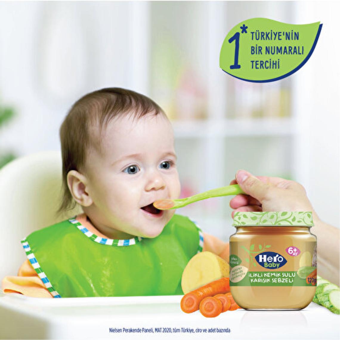 Hero Baby İlikli Kemik Sulu Karışık Sebzeli Kavanoz Mama 120g