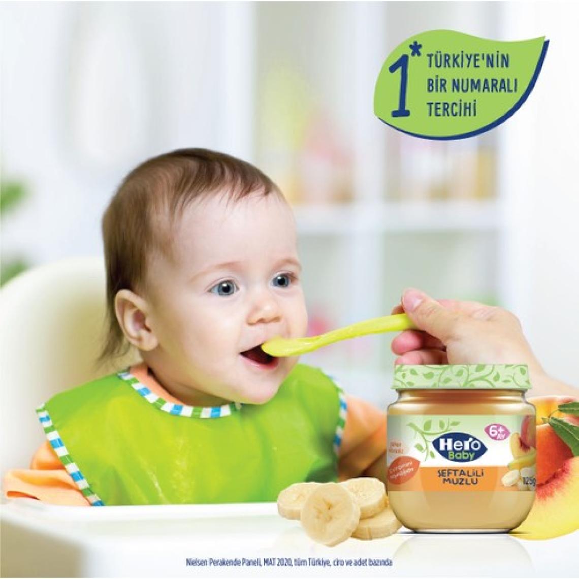Hero Baby Şeftali ve Muz Püreli Kavanoz Mama 125g