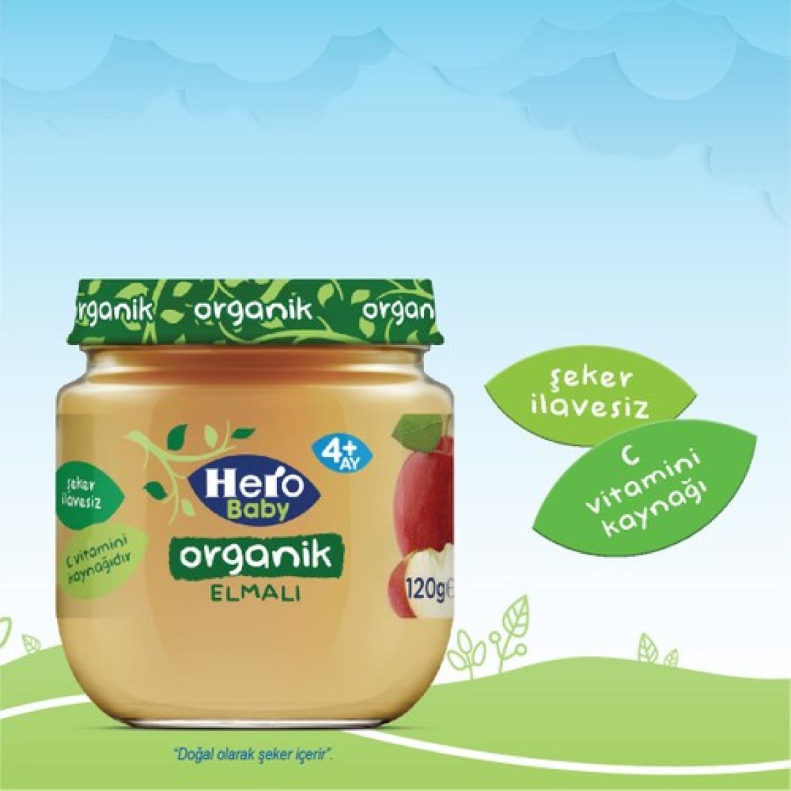 Hero Baby Organik Elma Püresi Kavanoz Mama 120g