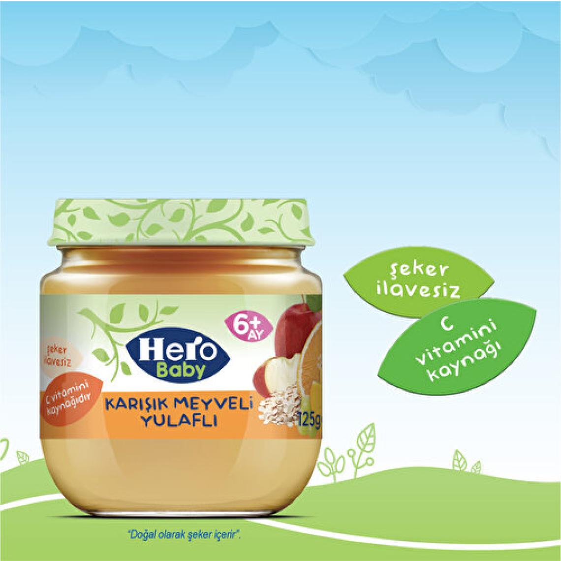 Hero Baby Karışık Meyveli Yulaflı Kavanoz Mama 125g