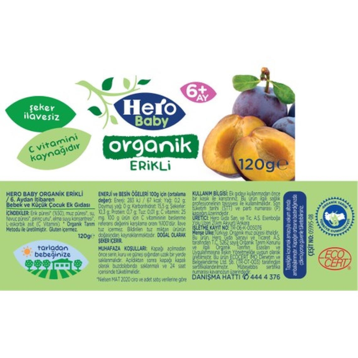 Hero Baby Organik Erik Püresi Kavanoz Mama 120g