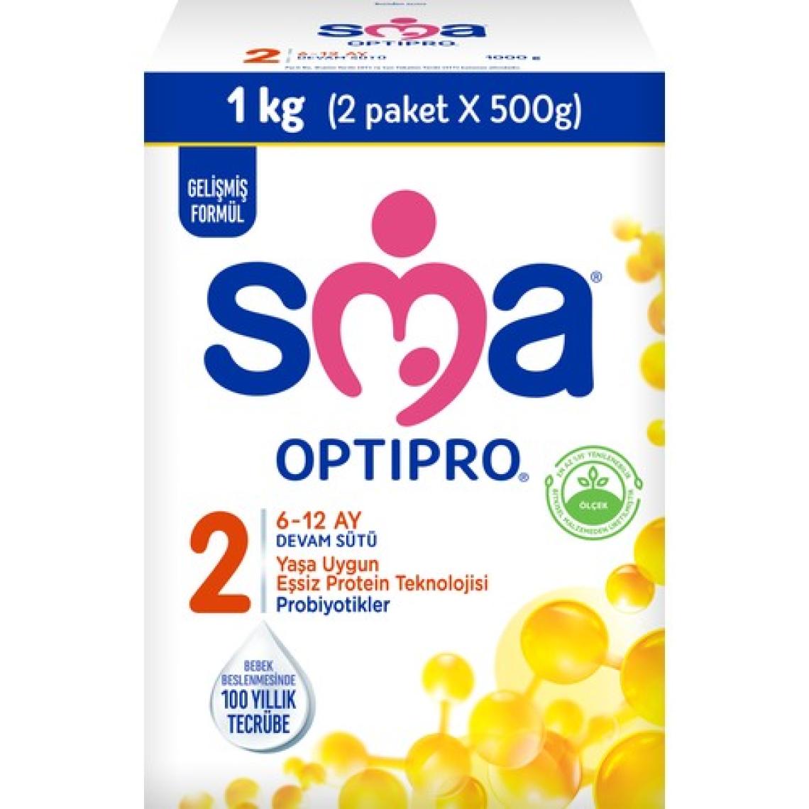 Sma Optipro Probiyotikli 2 1 kg (500 gr x 2 Paket) 6-12 Ay Devam Sütü