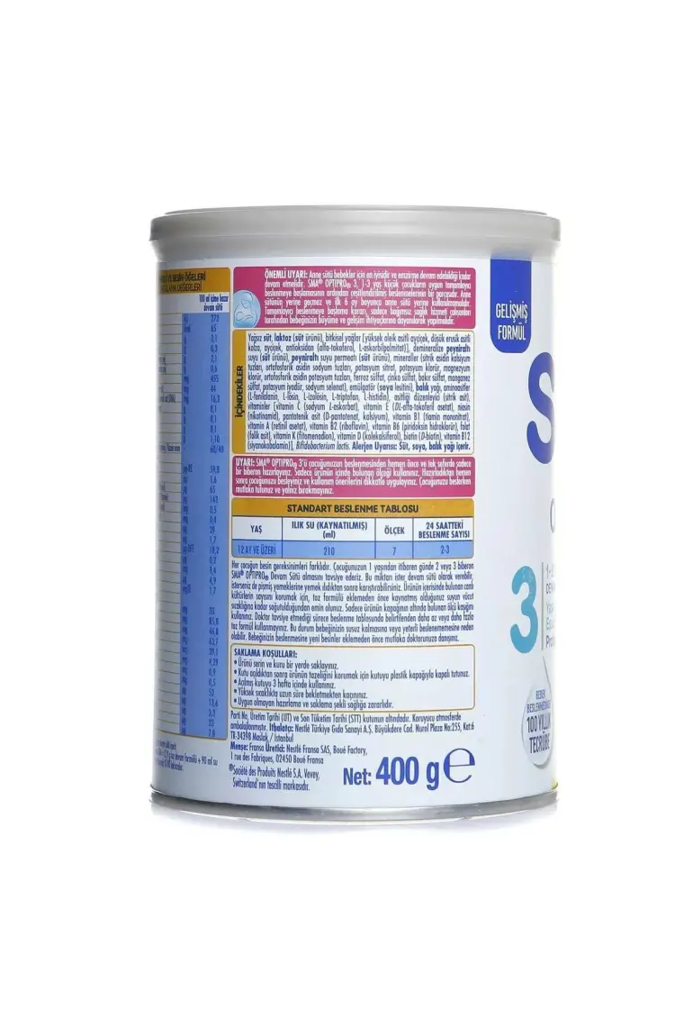 SMA Optipro Probiyotikli 3 400 gr 1-3 Yaş Devam Sütü