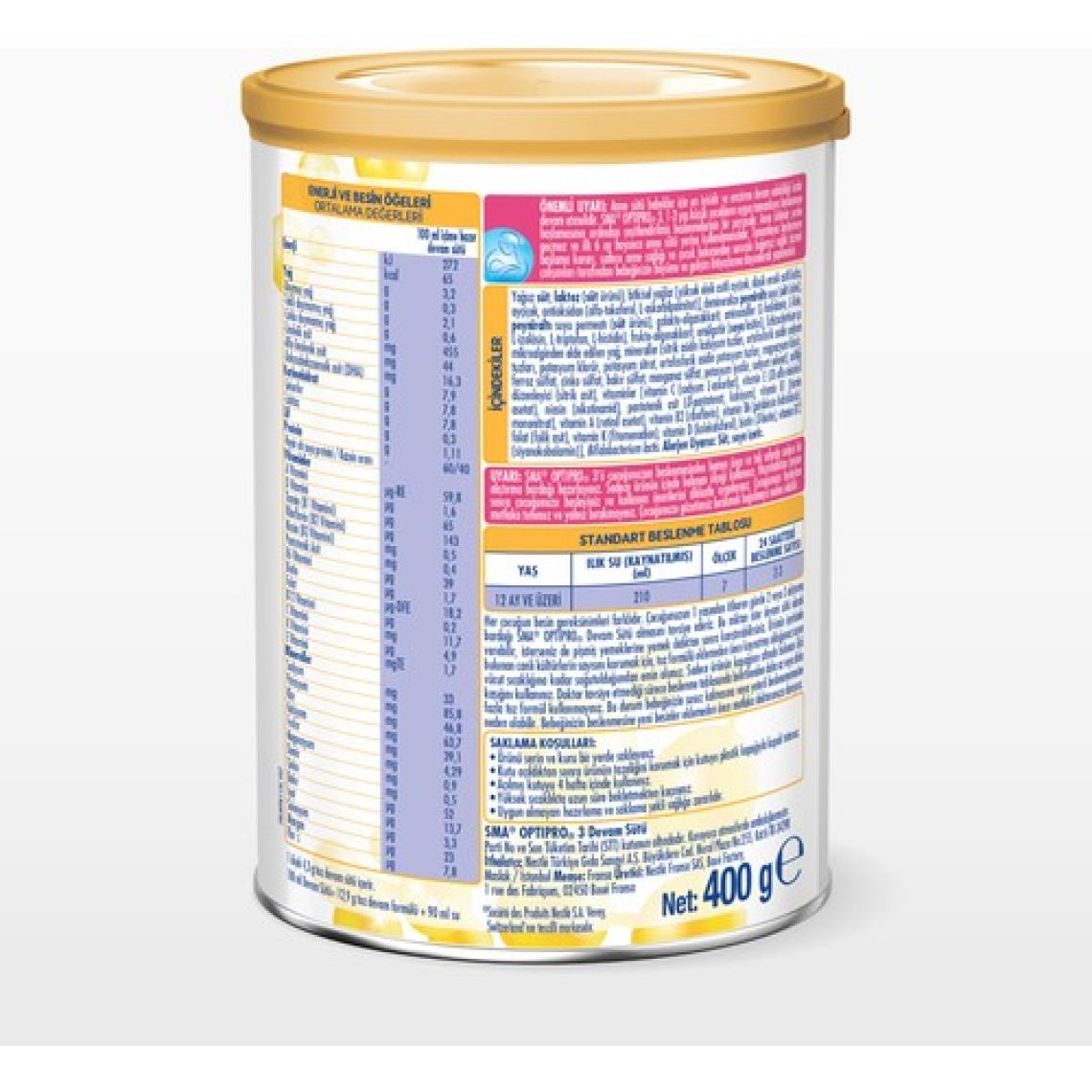 SMA Optipro Probiyotikli 3 800 gr 1-3 Yaş Devam Sütü