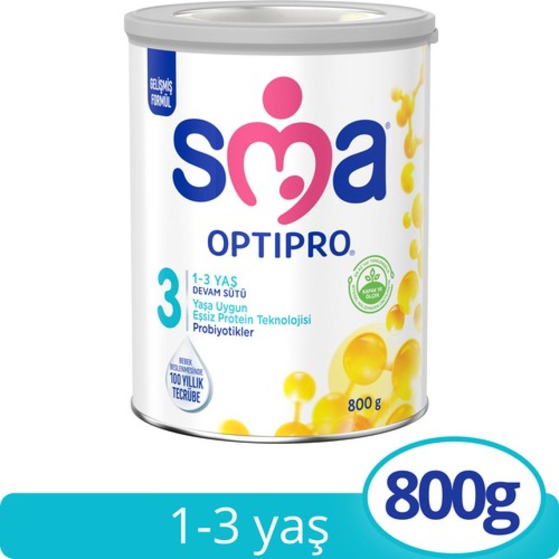 SMA Optipro Probiyotikli 3 1-3 Yaş Bebek Sütü 800 gr x 3 Adet