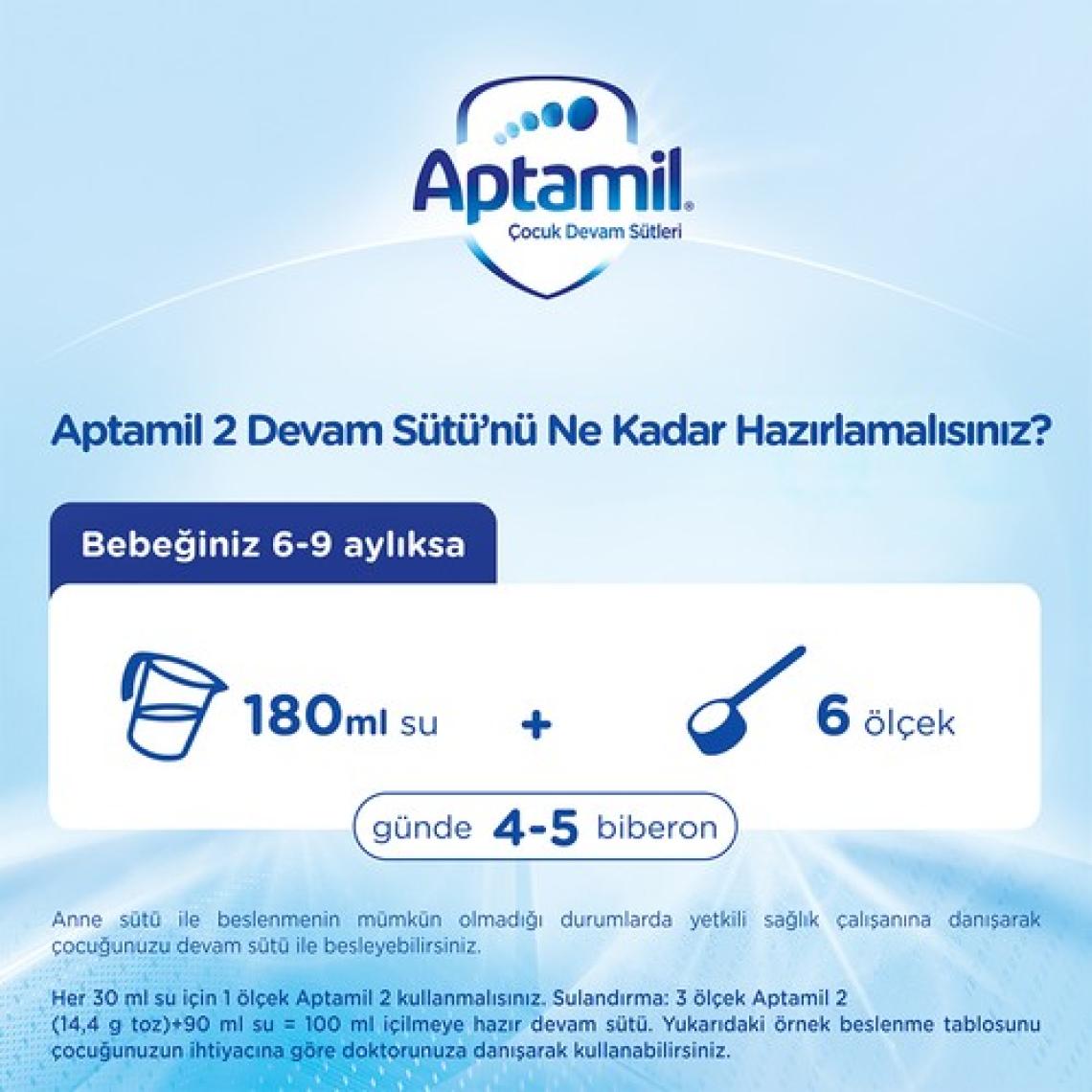 Aptamil Toz Devam Sütü 800 gr 6-9 Ay Sütlü Formül Kalsiyum ve Vitamin D Desteği ile TR Menşeli